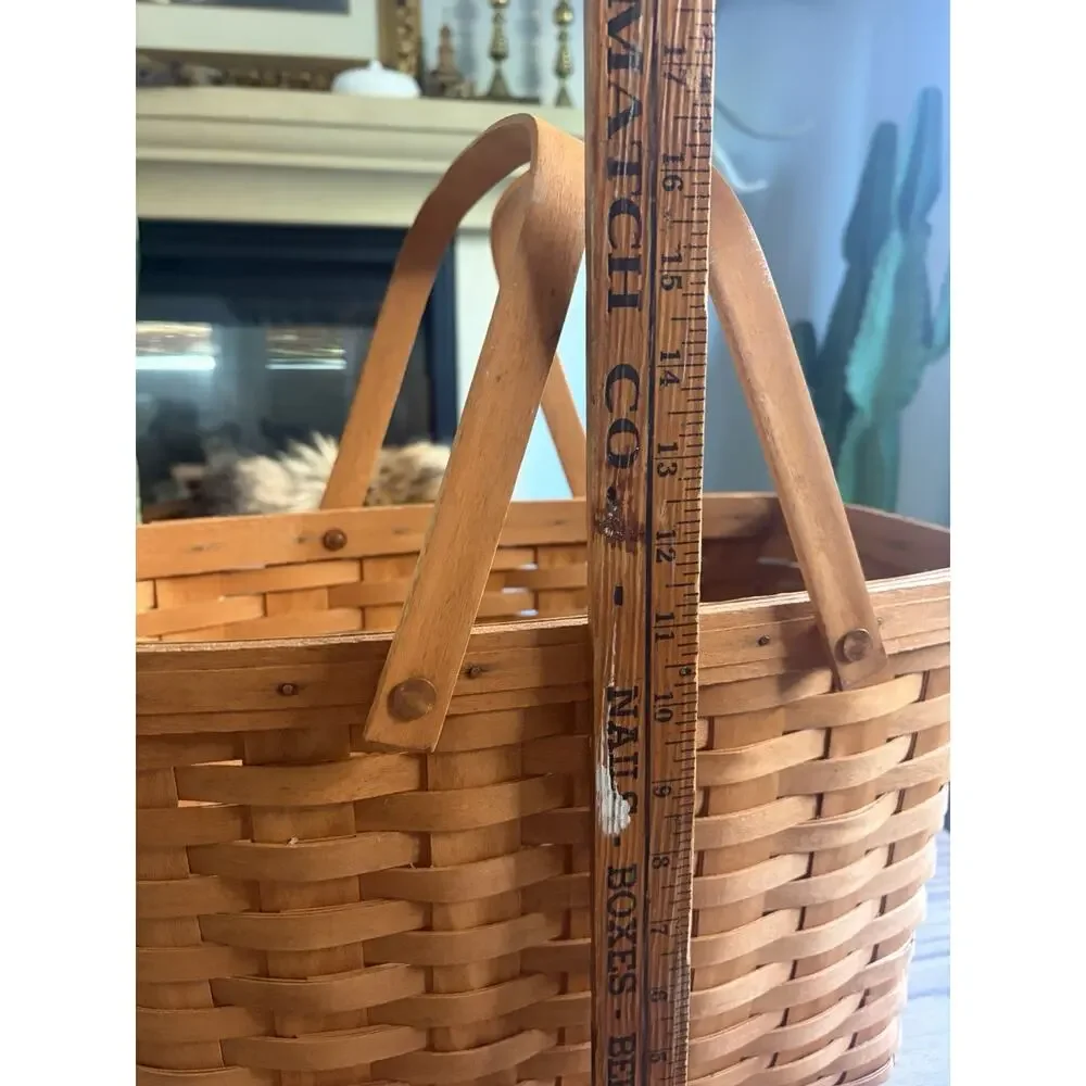 Vintage 1993 Longaberger Large Market Basket Magazine Basket With Handles Signed